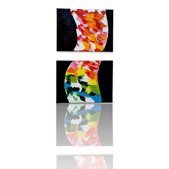 Original Diptych Abstract Acrylic Painting on Canvas, 9x12 - Picture 12 of 16